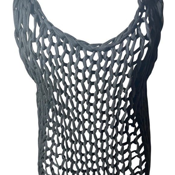 All Saints Strummer Dress Ebony‎ Open Knit Crochet Sleeveless Unlined Med/Lg NWT - Picture 4 of 16